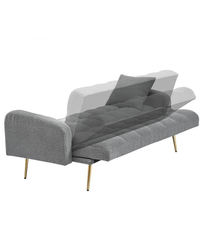 Streamdale Furniture 69" Soft Teddy Fleece Adjustable Sofa Bed for Small Spaces