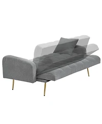 Streamdale Furniture 69" Soft Teddy Fleece Adjustable Sofa Bed for Small Spaces