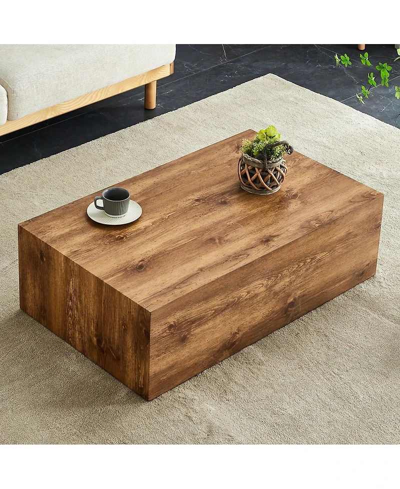 Streamdale Furniture Wabi-Sabi Wood-Grain Mdf Square Coffee Table (39.4" x 21.7" x 11.8)