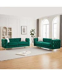 Streamdale Furniture 3-Seater Velvet Sofa Combo with Solid Wood Frame and Metal Feet