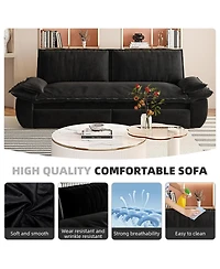 Streamdale Furniture 73.2" Queen 3-in-1 Convertible Velvet Pull-Out Sleeper Sofa