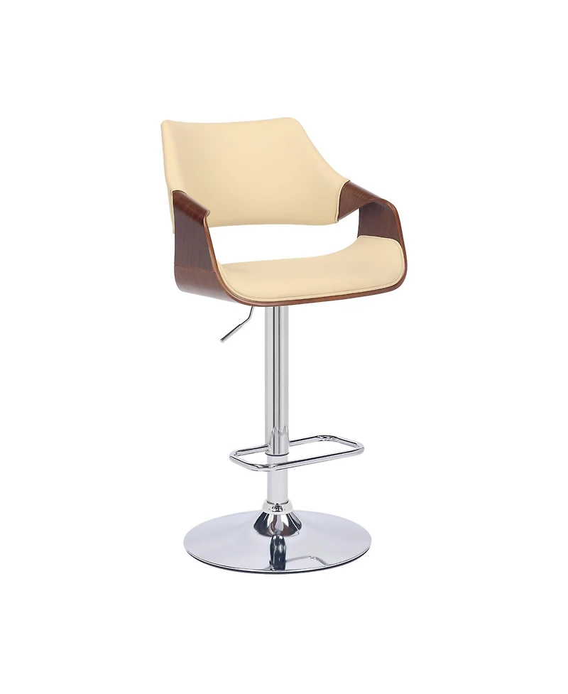 HomeRoots Faux Leather Iron and Wood Adjustable Height Swivel Bar Chair
