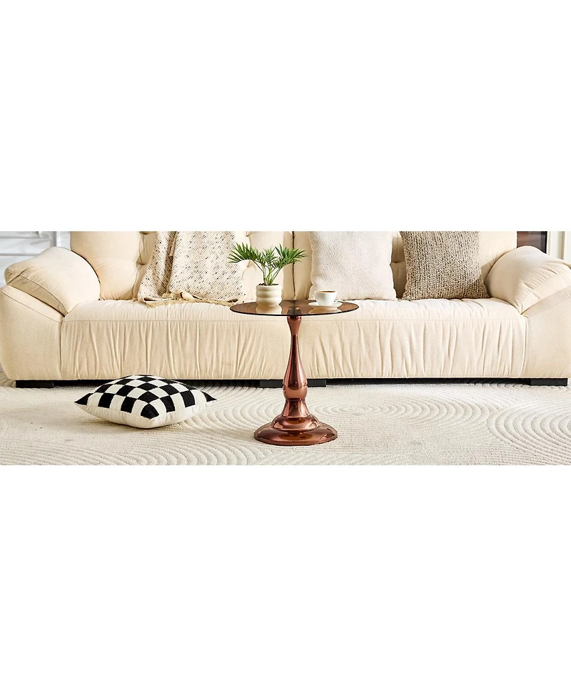 Streamdale Furniture Modern and Glass Round Side Table (19.6" Diameter)