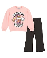 Super Kitties Girl's (5-8) Fleece Sweatshirt and Flare Leggings Set