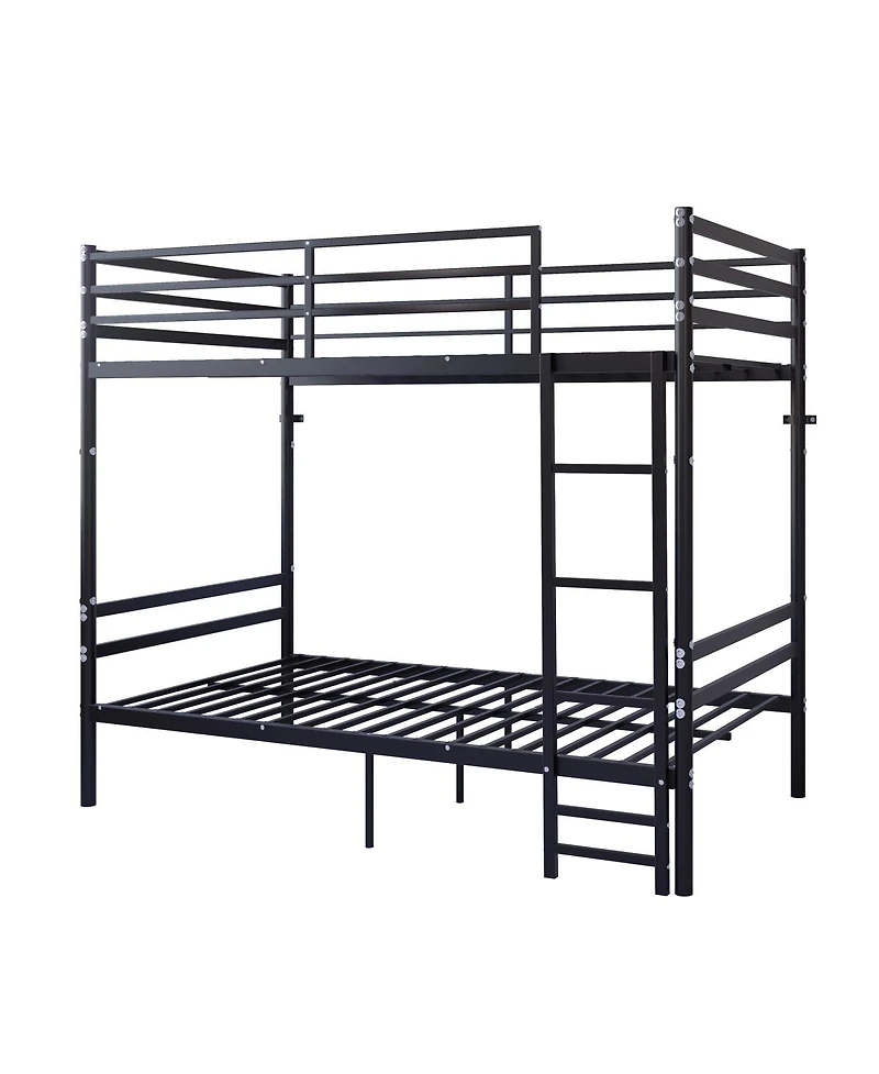 Streamdale Furniture Twin Over Twin Metal Bunk Bed with Flat Ladder