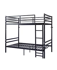 Streamdale Furniture Twin Over Twin Metal Bunk Bed with Flat Ladder