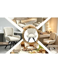 Streamdale Furniture Set of 2 Modern Beige Fabric Cushioned Dining Chairs