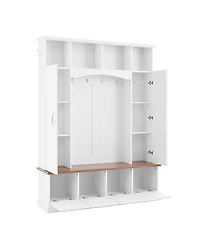 Streamdale Furniture 4-in-1 Elegant Hall Tree with Storage Bench and Golden Hooks