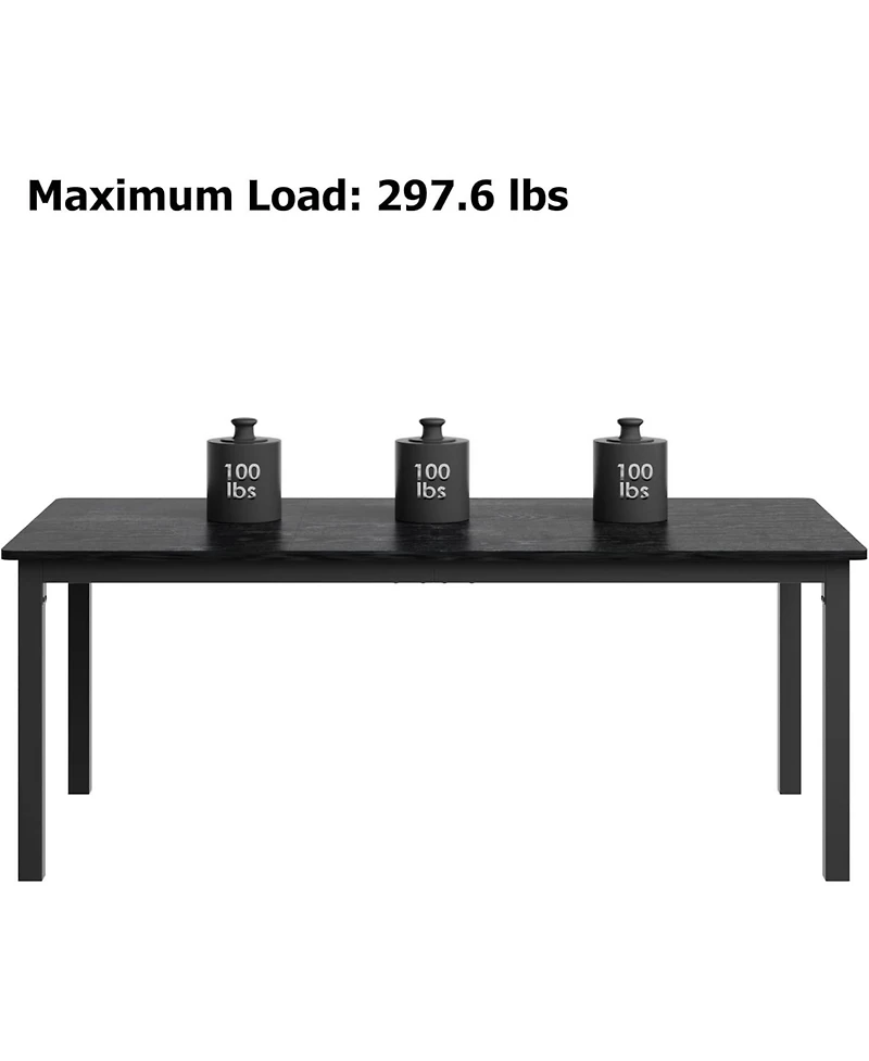 gaomon 70.8" Industrial Dining Table for 6-8 with Metal Legs & Load Bars