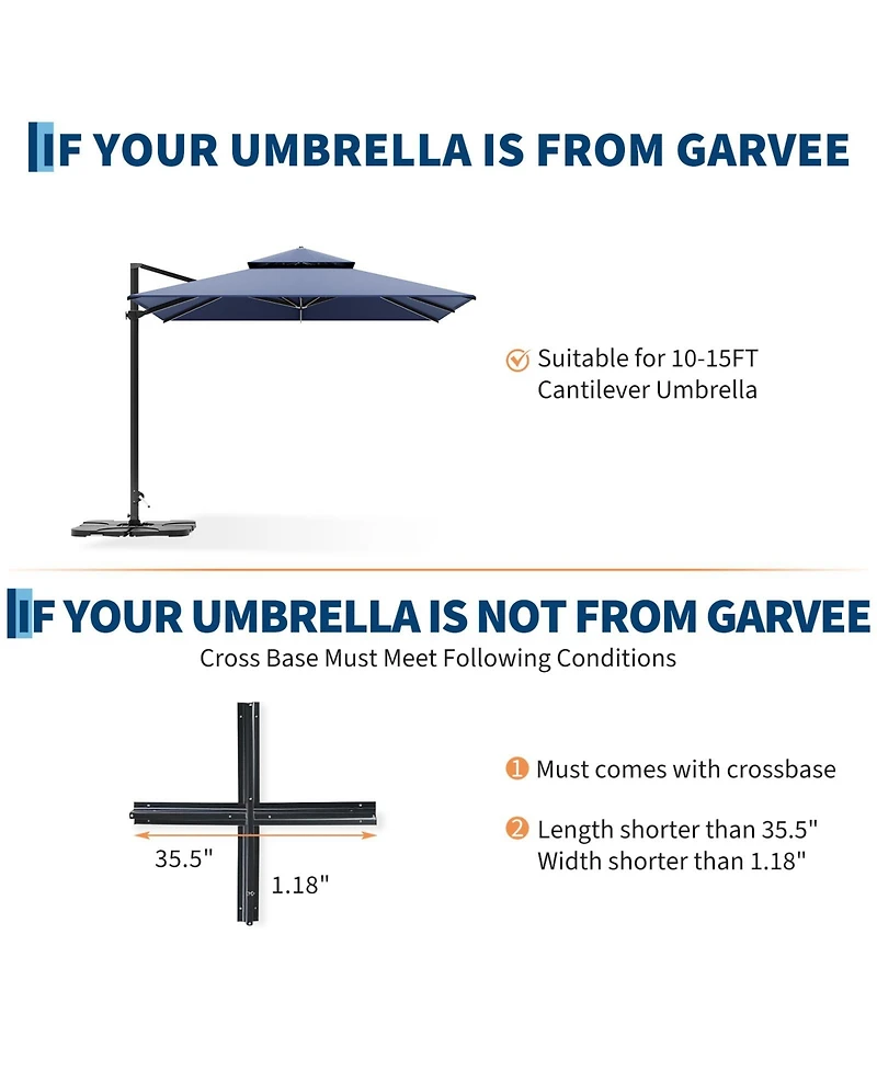 gaomon Fillable Patio Umbrella Base Stand, 220LB Weight Fits 1.5" to 2.1" Poles for Umbrellas