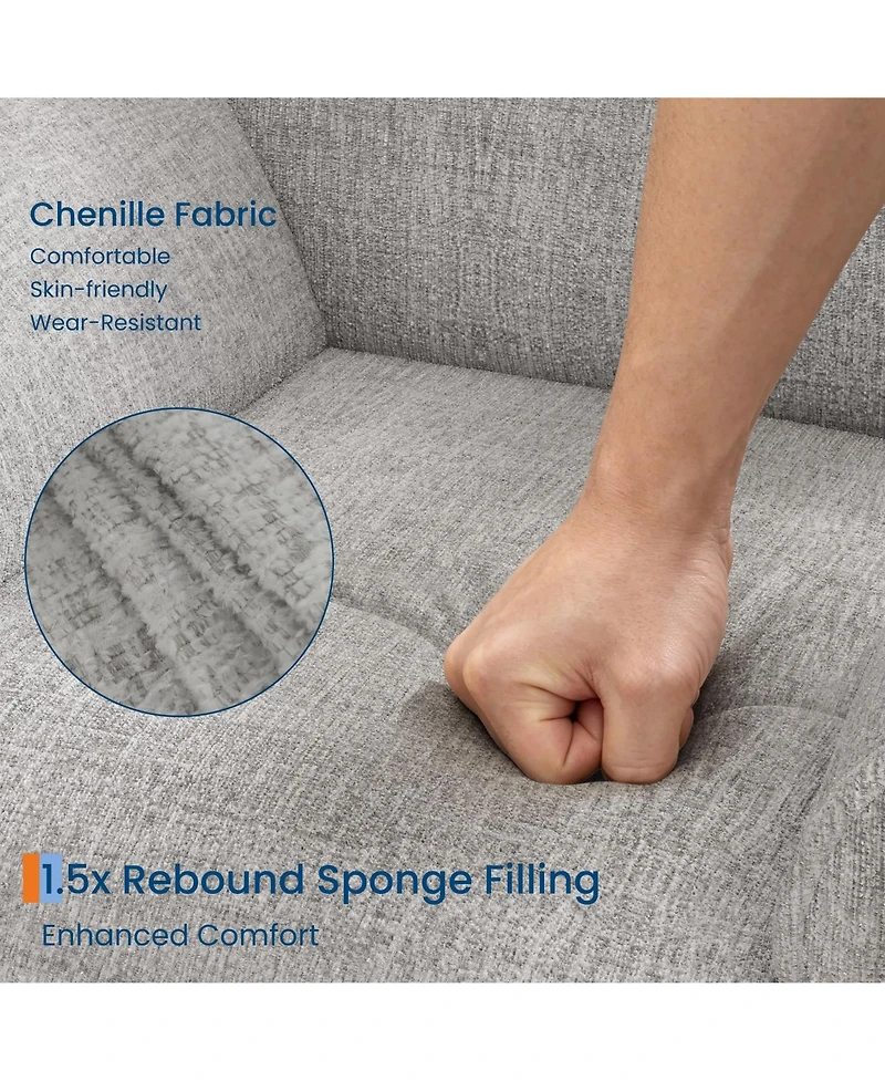 homfan Oversized Swivel Rocker Recliner Chair – Manual Chenille Armchair Extra Wide Seat Comfortable Single Sofa for Living Room