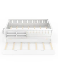 Streamdale Furniture Queen Bed with Bookshelves, Staircase, Safety Rails, and Trundle