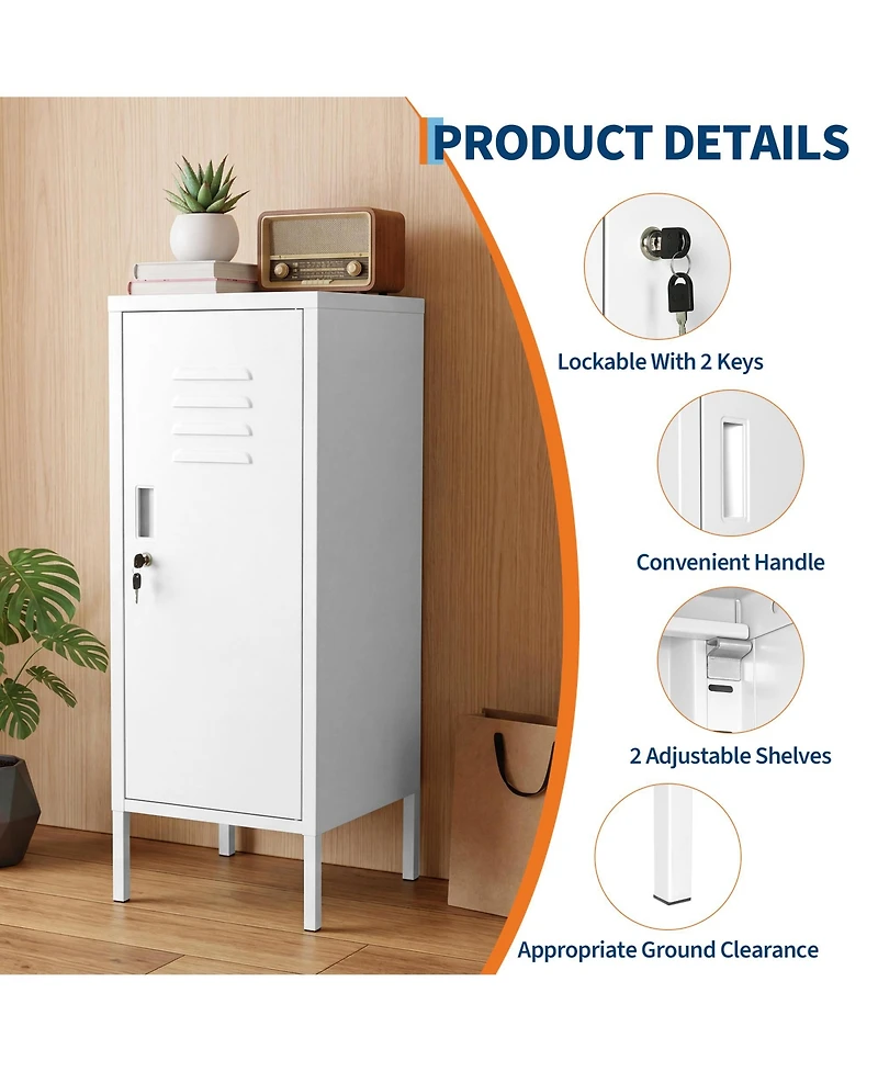 homfan Storage Locker Cabinet with Lock Secure Steel Organizer, Adjustable Shelves, Ventilated Design, Lockable for Office, Home, Gym, School, Garage