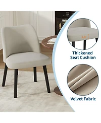 homfan Dining Chair Set of 4, Upholstered Room Chairs with Curved Backrest, Metal Frame, Modern Kitchen for Living
