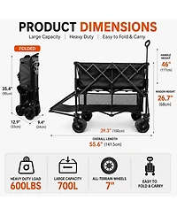 Gnuadz Double Decker Wagon Collapsible Tailgate All-terrain Utility Cart Camping