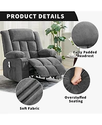 homfan Large Power Recliner with Massage and Heat, 3 Recline Positions, Side Pockets, 2 Cup Holders
