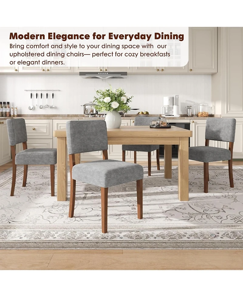 gaomon Set of Upholstered Dining Chairs with Wood Legs