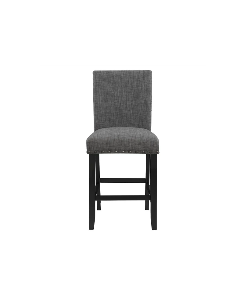 HomeRoots Set of 2 26" Wood and Fabric Counter Height Bar Chairs
