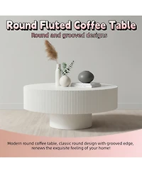 Streamdale Furniture Fluted Round Pedestal Coffee Table - Mid Century Modern