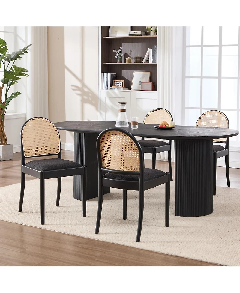 Streamdale Furniture Rattan Upholstered Dining Chairs, Set of 2