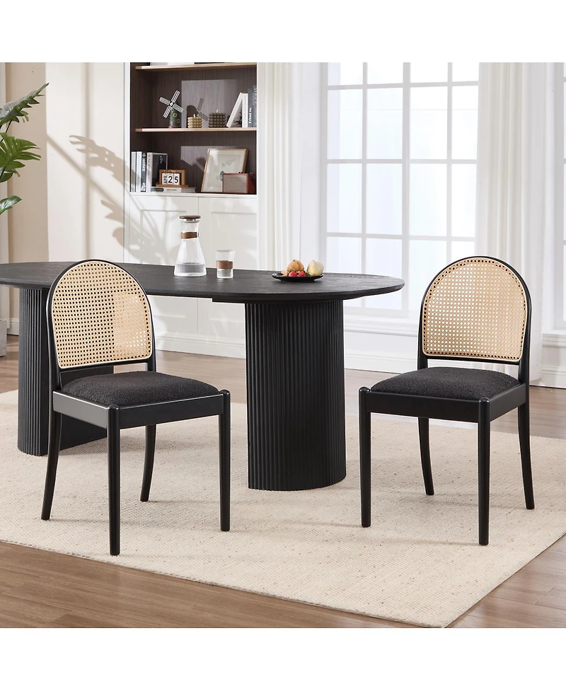Streamdale Furniture Rattan Upholstered Dining Chairs, Set of 2