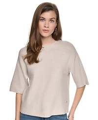 Dkny Jeans Women's Rugby Short-Sleeve Crewneck Boxy Sweater