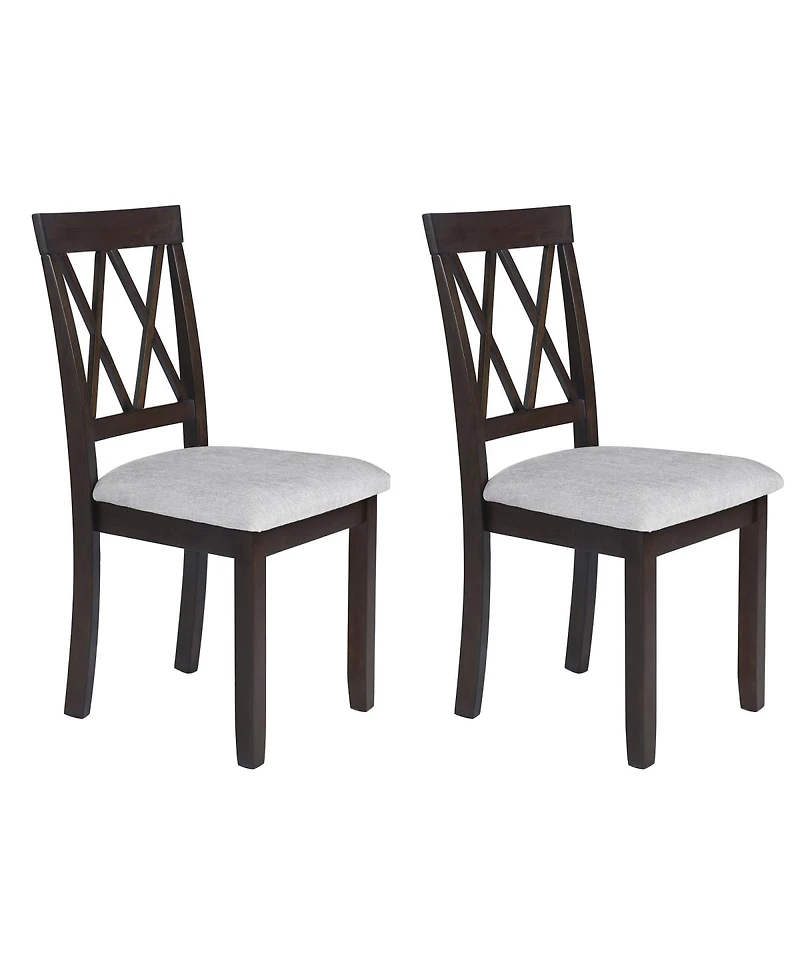 Streamdale Furniture Set of 2 Upholstered Dining Chairs with Solid Wood Legs