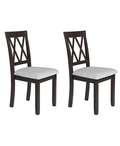 Streamdale Furniture Set of 2 Upholstered Dining Chairs with Solid Wood Legs