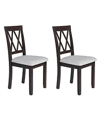 Streamdale Furniture Set of 2 Upholstered Dining Chairs with Solid Wood Legs