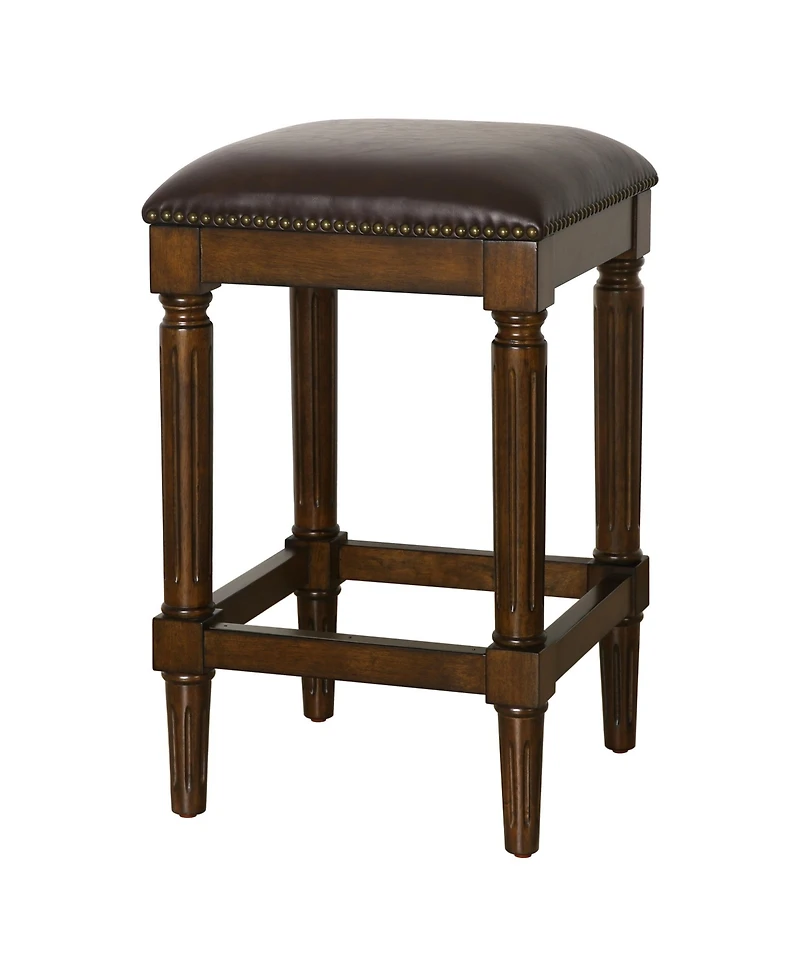 HomeRoots 27" Solid Wood Backless Counter Height Bar Chair