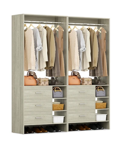 Aheaplus 30 Set of 2 Closet Organizer with Wooden Drawers