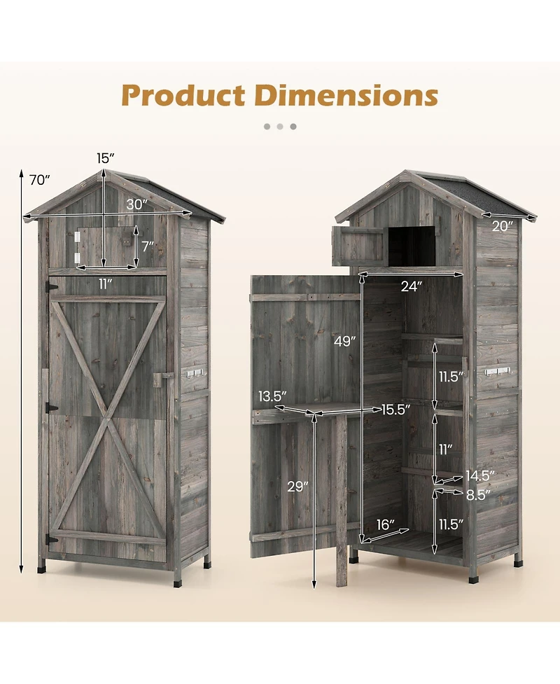 Slickblue 70Inch Garden Tool Storage Cabinet with Lockable Doors