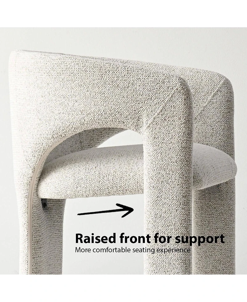 Maison Boucle Upholstered Barrel Dining Chair, Chenille, Modern Curved Armchair, 3.5" Padded Seat, Sculptural Side Chair