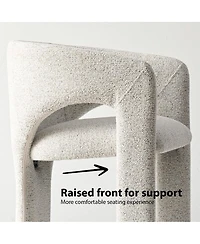 Maison Boucle Upholstered Barrel Dining Chair, Chenille, Modern Curved Armchair, 3.5" Padded Seat, Sculptural Side Chair