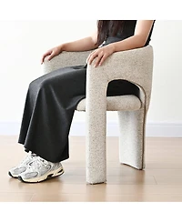 Maison Boucle Upholstered Barrel Dining Chair Set of 2, Chenille, Modern Curved Armchair, 3.5" Padded Seat, Sculptural Side Chair