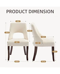 Maison Boucle Dining Chair Set Of 2 With Chenille Upholstery, Modern Kitchen Chairs, Tufted Club Side Curved Solid Legs