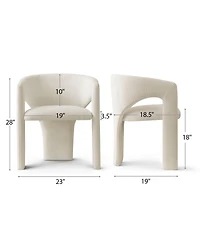 Maison Boucle Modern Upholstered Barrel Accent Chair Set of 2, Chenille Fabric, Curved Arm Dining Chair, Padded Seat, Geometric Leg Design