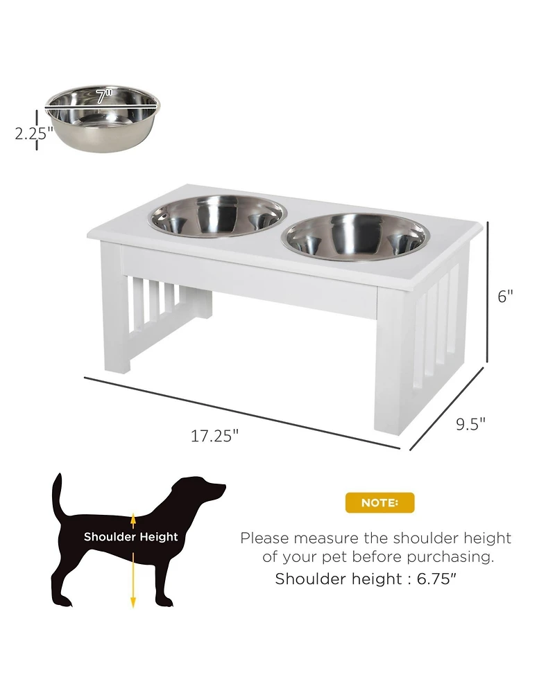 Ruie 6 in Small Elevated Dog Feeding Station with Stainless Steel Bowls