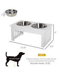 Ruie 6 in Small Elevated Dog Feeding Station with Stainless Steel Bowls