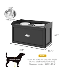 Ruie Modern Elevated Dog Feeding Station with Sliding Storage Drawer