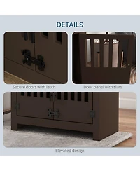 Ruie Dog Food Storage Cabinet with Raised Bowls and Latching Doors