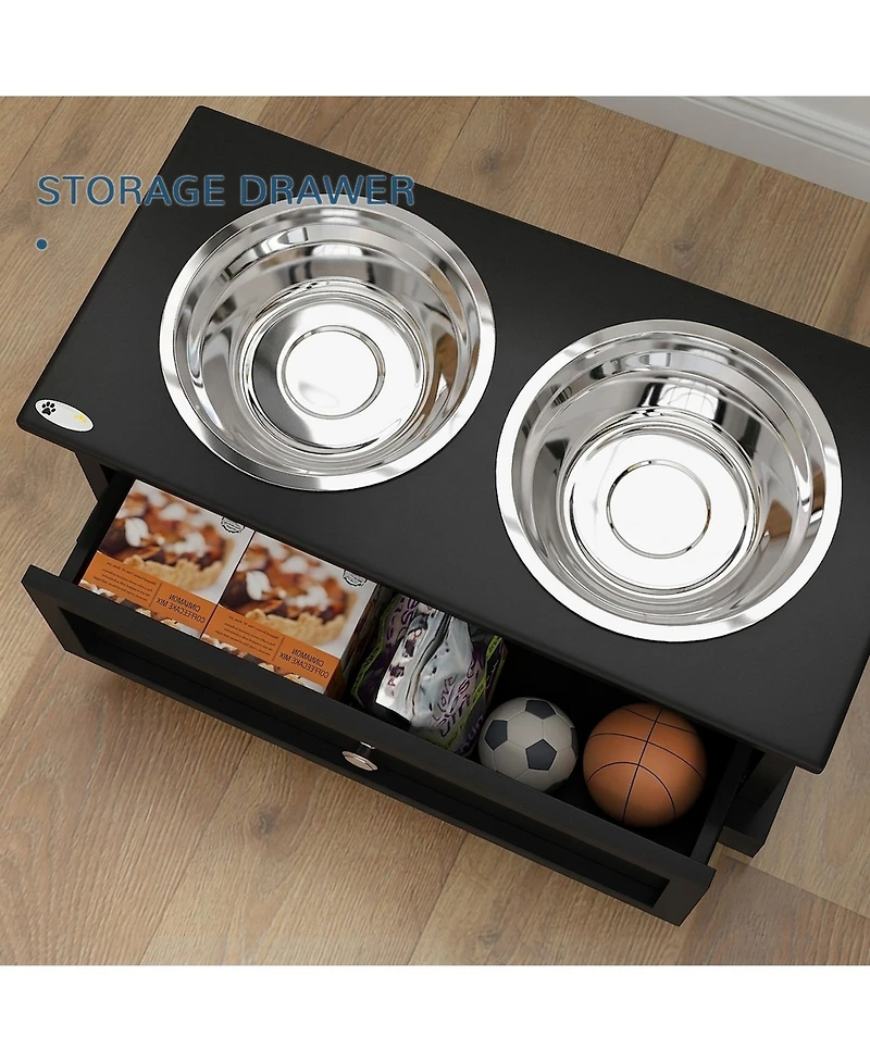 Ruie Elevated Dog Bowls Stand with Pull-Out Storage Drawer for Large Dogs