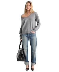 Good American Women's Cozy V-Neck Pull-On Sweater