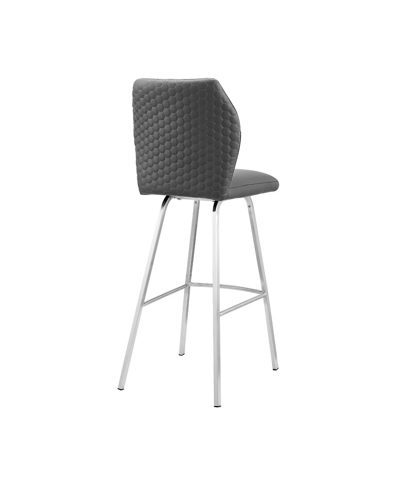 HomeRoots 26" Faux Leather and Iron Counter Height Bar Chair