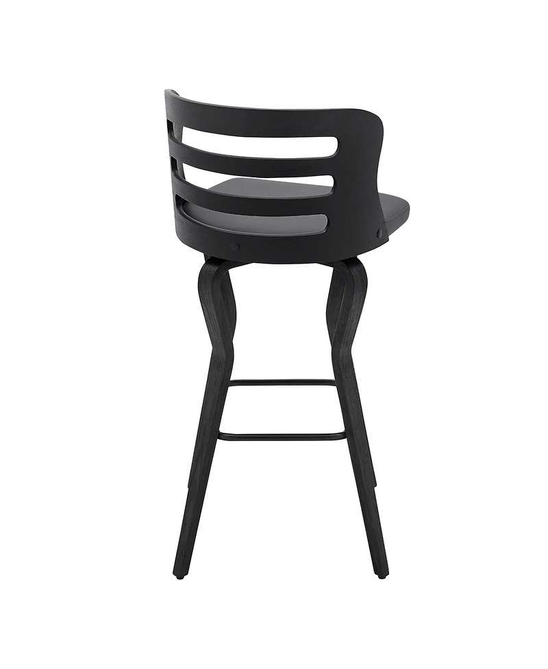 HomeRoots 29" Faux Leather and Iron Swivel Low Back Bar Height Bar Chair