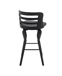 HomeRoots 29" Faux Leather and Iron Swivel Low Back Bar Height Bar Chair