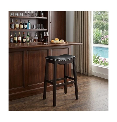HomeRoots 31" Solid Wood Backless Bar Height Bar Chair