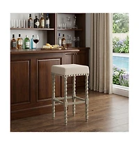 HomeRoots 30" Solid Wood Backless Bar Height Bar Chair