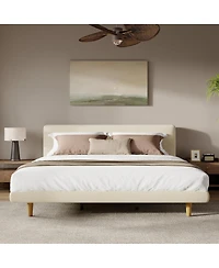 Streamdale Furniture Chunky Cal-King Bed Frame, Solid Rubberwood Legs, 800lbs Capacity