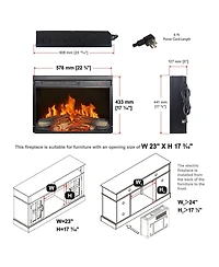 Mondawe Inch Electric Fireplace Insert, Ultra Thin Heater With Log Set And Realistic Flame, Remote Control With Timer